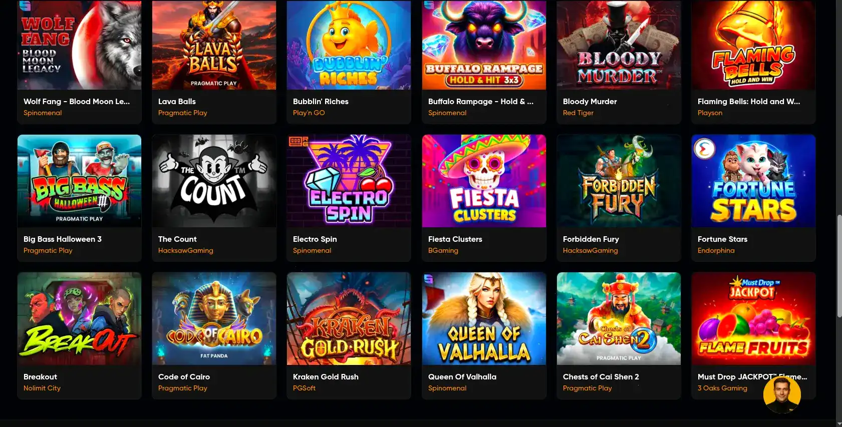 Игровой интерфейс Frank казино с слотами